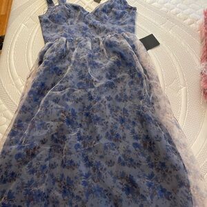 Lulu's Elegant Blue Floral Dress